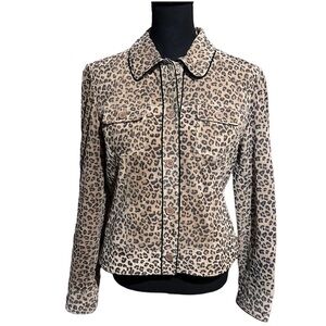 Revue Animal Print 100% Suede Leather Jacket Women's PL Petite Large